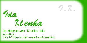 ida klenka business card